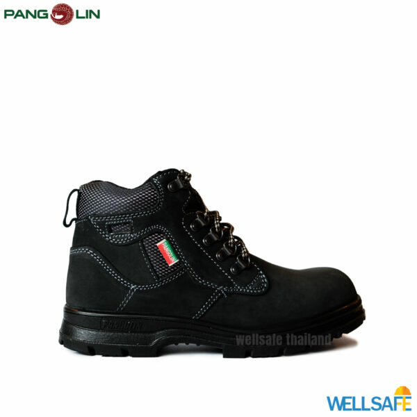 รองเท้าเซฟตี้ หุ้มข้อ สีดำ พื้น pu เสริมแผ่นสแตนเลส แพนโกลิน 0283u 0283ug safety shoes pangolin black