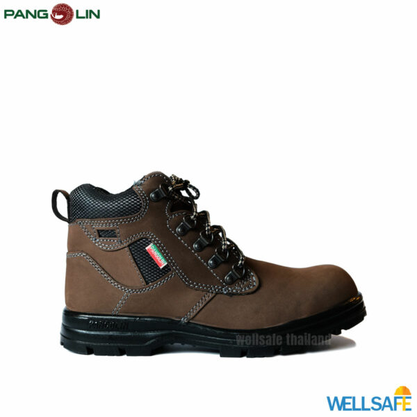 รองเท้าเซฟตี้ หุ้มข้อ สีน้ำตาล พื้น pu เสริมแผ่นสแตนเลส แพนโกลิน 0283u 0283ug safety shoes pangolin brown