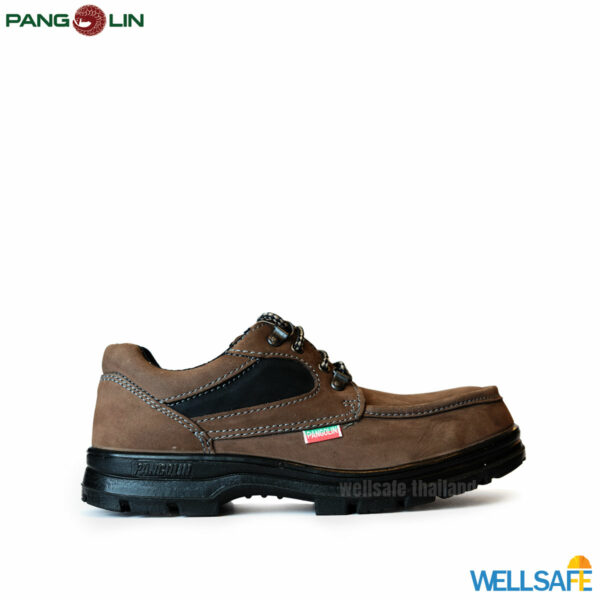 รองเท้าเซฟตี้ หุ้มส้น สีน้ำตาล พื้น pu เสริมแผ่นสแตนเลส แพนโกลิน 0285u 0285ug safety shoes pangolin brown
