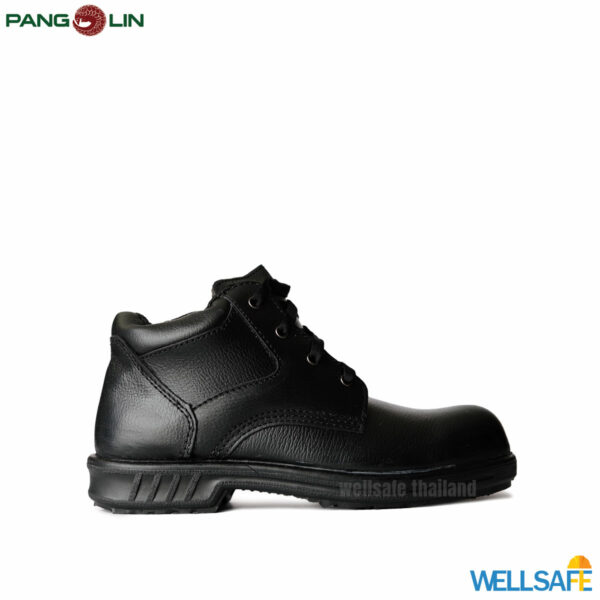 รองเท้าเซฟตี้ หุ้มข้อ สีดำ พื้นยางหล่อ แพนโกลิน 9504r safety shoes pangolin black