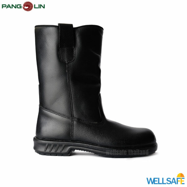 รองเท้าบูทเซฟตี้ สีดำ พื้นยางหล่อ แพนโกลิน 9507r safety boots pangolin black