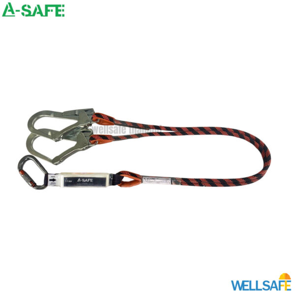 เชือกนิรภัยกันตก 2 ตะขอ มี Absorber Lanyard A-SAFE EFK122NC ขนาด 11 มม. ยาว 1.5 เมตร