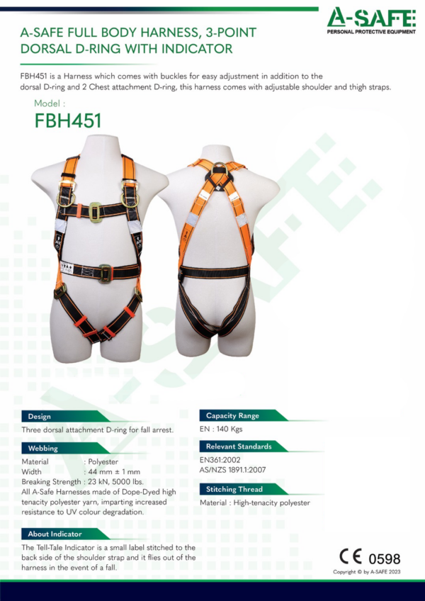 ชุดกันตก full body harness a-safe 451